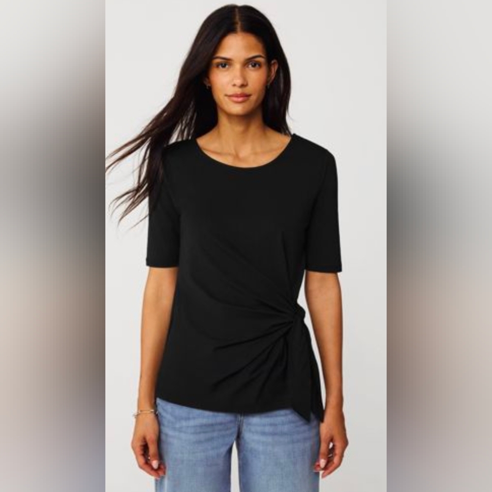 New Lands' End Classic Black Short Sleeve Top Large